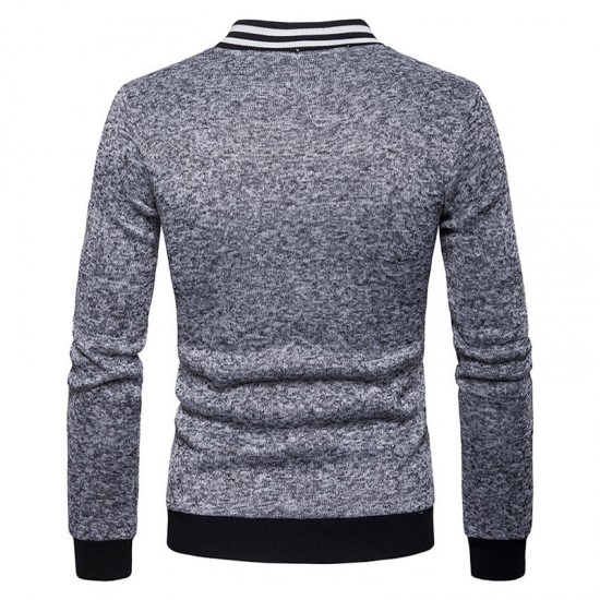 Men Fall Side Zipper Stitching Coats Color Zip-up Cardigans Sweatshirts