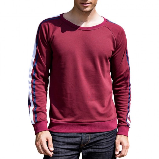 Autumn Winter Pullovers Sweater Men's Cotton Padded Round Neck Long-sleeved Tops