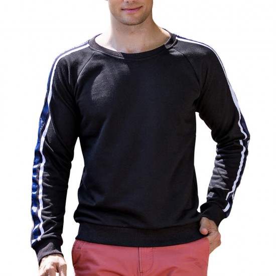 Autumn Winter Pullovers Sweater Men's Cotton Padded Round Neck Long-sleeved Tops