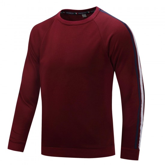 Autumn Winter Pullovers Sweater Men's Cotton Padded Round Neck Long-sleeved Tops