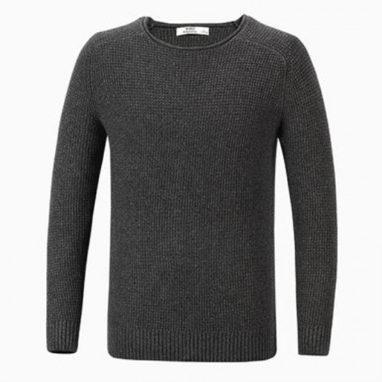 Casual Solid Color O-Neck Collar Pullover Slim Fit Sweaters for Men