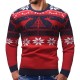 Men Casual Peaceful Deer Printed Long Sleeve Pullovers O-Neck Slim Sweaters