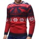 Men Casual Peaceful Deer Printed Long Sleeve Pullovers O-Neck Slim Sweaters