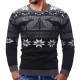 Men Casual Peaceful Deer Printed Long Sleeve Pullovers O-Neck Slim Sweaters