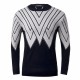 Men Winter Knitting Polyester Round Collar Triangle Long Sleeve Warm Pullover Sweater