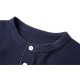 Men's Casual Cotton Washed Solid Color Cassic Henry Collar Long-sleeved Pullovers Tops
