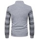 Men's Casual Spliceing Stripe Sweater Pullover Fashion Long Sleeve Button Collar Tops Tees