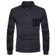 Men's Casual Spliceing Stripe Sweater Pullover Fashion Long Sleeve Button Collar Tops Tees