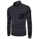 Men's Casual Spliceing Stripe Sweater Pullover Fashion Long Sleeve Button Collar Tops Tees