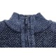 Men's Casual Thicken Patchwork Half-Zipper Stand Collar Chest Pocket Knit Pullovers Sweaters