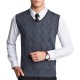 Fashion Striped Woolen Pullover Vests Casual Business Men's V-neck  Sleeveless Sweaters Vest