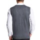 Men's British Style Woolen Knitted Cardigan Casual Diamond Pattern V-collar Sweater Vest
