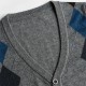 Men's British Style Woolen Knitted Cardigan Casual Diamond Pattern V-collar Sweater Vest