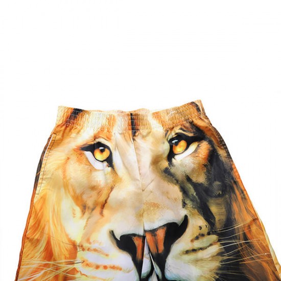 3D Lion Printing Summer Casual Holiday Beach Board Shorts for Men