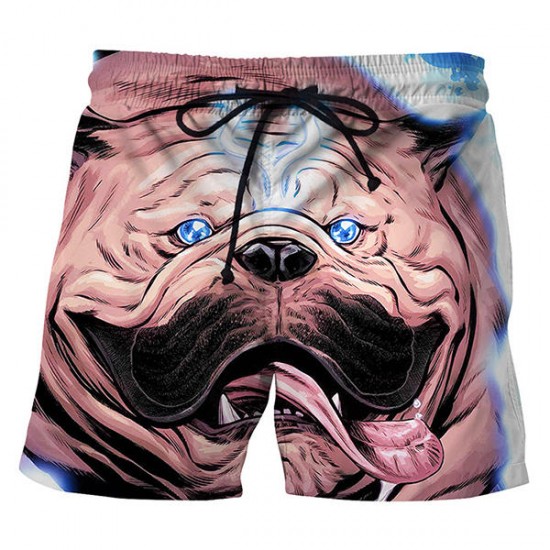 3D Shar Pei Printing Summer Casual Holiday Beach Board Shorts for Men