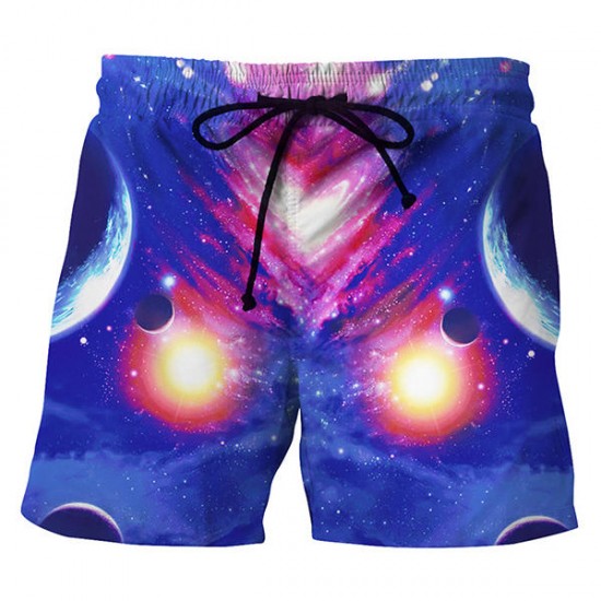 3D Starry Sky Creative Printing Summer Leisure Beach Board Shorts for Men