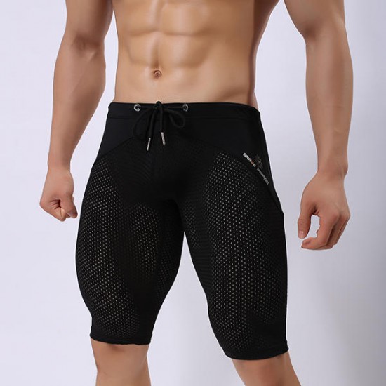 BRAVE PERSON Mesh Breathable Quick Drying Surf Swimming Trunks Men Gym Fitness Tight Sports Shorts