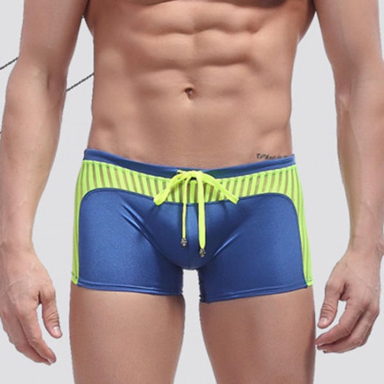 Breathable Quick Drying Stripe Contrast Color Beach Swimming Trunks Men's Boxers