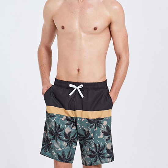 Coconut Tree Printing Loose Beach Shorts Quickly Dry Swimsuit for Men