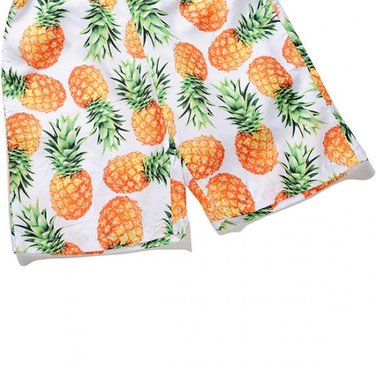 Creative Pineapple Printing Summer Casual Beach Board Shorts for Men