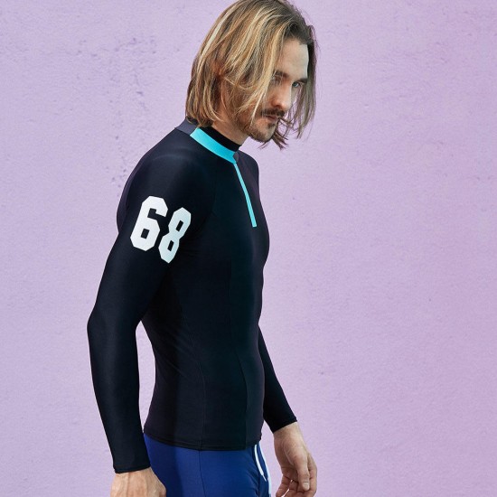 Surf Diving Quick Dry Long Sleeve Sunscreen Swimwear Top for Men