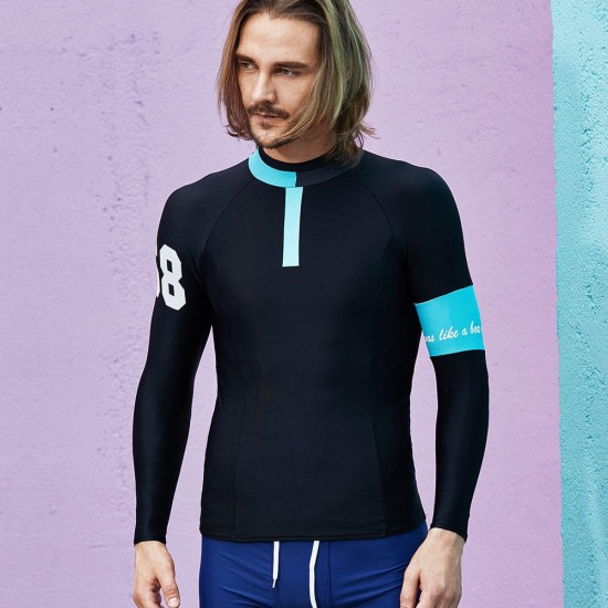 Surf Diving Quick Dry Long Sleeve Sunscreen Swimwear Top for Men