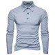 Autumn Winter Mens New Fashion Splicing Slim Casual Lapel Long-sleeved Golf Shirt