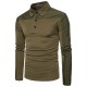 Autumn Winter Mens New Fashion Splicing Slim Casual Lapel Long-sleeved Golf Shirt