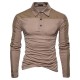 Autumn Winter Mens New Fashion Splicing Slim Casual Lapel Long-sleeved Golf Shirt