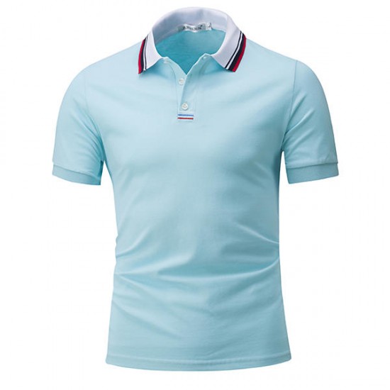 Classic Thread Color Short-sleeved Golf Shirt Men's Fashion Slim Fit Tops Tees