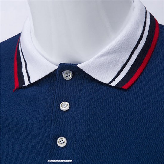 Classic Thread Color Short-sleeved Golf Shirt Men's Fashion Slim Fit Tops Tees
