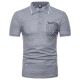 Fashion Men's Lapel Short Sleeved Golf Shirt Summer Chest Pocket Casual Tops Tees