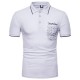 Fashion Men's Lapel Short Sleeved Golf Shirt Summer Chest Pocket Casual Tops Tees