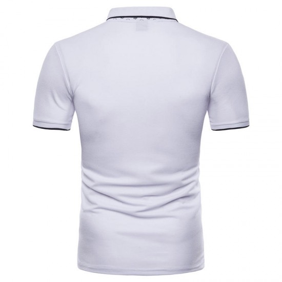 Fashion Men's Lapel Short Sleeved Golf Shirt Summer Chest Pocket Casual Tops Tees