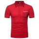 Fashion Men's Lapel Short Sleeved Golf Shirt Summer Chest Pocket Casual Tops Tees