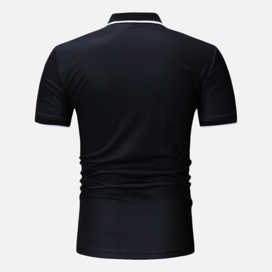 Men Color Block Muscle Fit Short Sleeve Golf Shirt