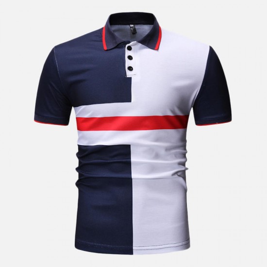 Men Color Block Muscle Fit Short Sleeve Golf Shirt