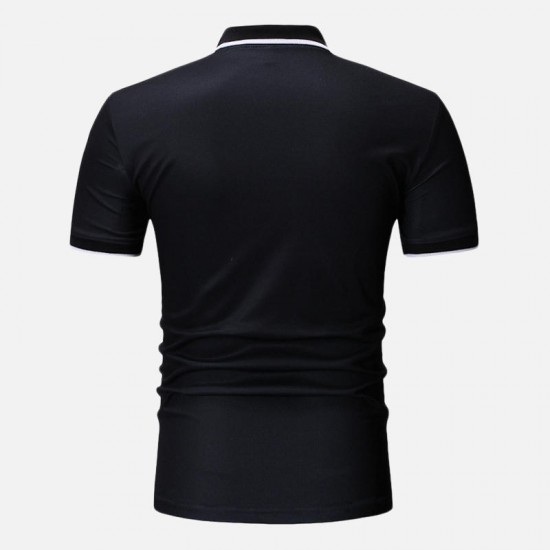 Men Letter Printed Muscle Fit Golf Shirt