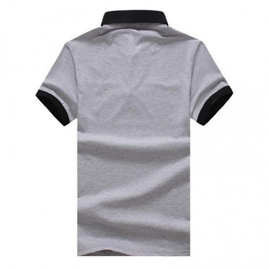 Men's Casual Fashion Striped Short Sleeved Golf Shirt Breathable Trun Down Tops
