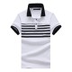 Men's Casual Fashion Striped Short Sleeved Golf Shirt Breathable Trun Down Tops