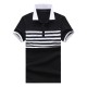 Men's Casual Fashion Striped Short Sleeved Golf Shirt Breathable Trun Down Tops