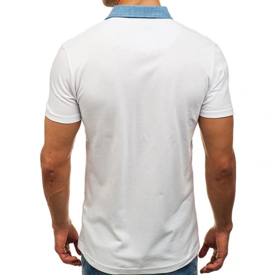 Men's Casual Lapel Chest Pocket Color Block Short Sleeved Golf Shirt