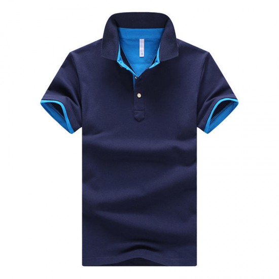 Men's Casual Slim Lapel Golf Shirt Summer Half Sleeve Pure Color Thin Tops Tees