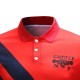 Mens Short Sleeve Casual Golf Shirt Fashion Stripe Lettering Printed Fashion Tops Tees