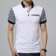 Men's Striped Short Sleeve Golf Shirt Summer Lapel Cotton Casual Slim Tops