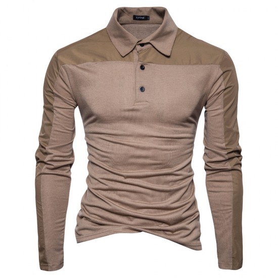Spring Men Cotton Solid Color Long Sleeve Golf Shirts Multi-color Fall Leisure T-shirts