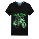 3D Skull Motorcycle Luminous Fluorescent Printing Short-sleeved T-shirt