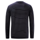 Autumn Winter Men's Cotton Casual Stripe Round Neck Pullover Thick Long-sleeved T-Shirts