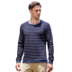 Autumn Winter Men's Cotton Casual Stripe Round Neck Pullover Thick Long-sleeved T-Shirts