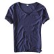Basic Section Mature Men's Solid Color Tops 8 Colors Summer Thin Casual V-neck Short Sleeved T-shirt